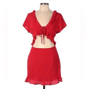 Super down red mini dress, size large